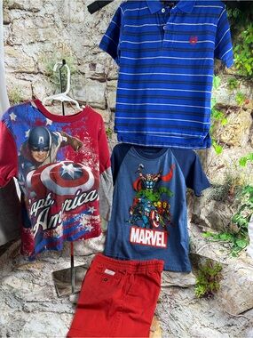 0141 SZ 5/6 various brands of T-shirts and a pair of shorts